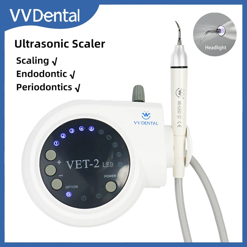 VVDental Ultrasonic Scaler Equipment With LED Light 5 Tips Remove Tooth Calculus Smoke Stains Oral Care Cleaning Teeth Whitening