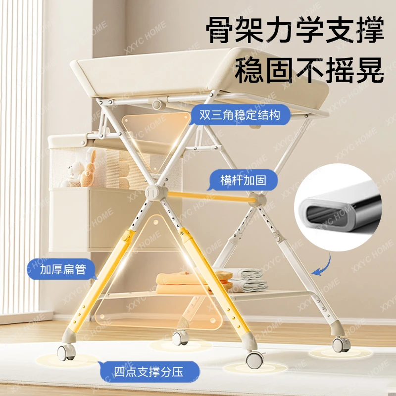 Diaper table, diaper change massage touch care table multi-function foldable fully enclosed crib