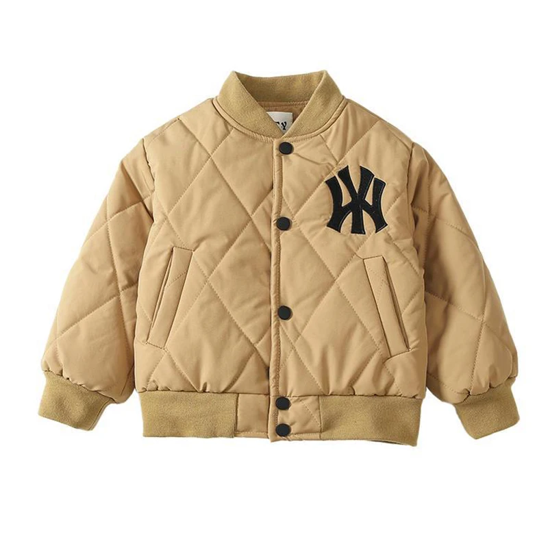 

2025 Autumn Winter Boys Clip Cotton Baseball Coat Children Turtleneck Casual Outerwear Kids Single Breasted Top