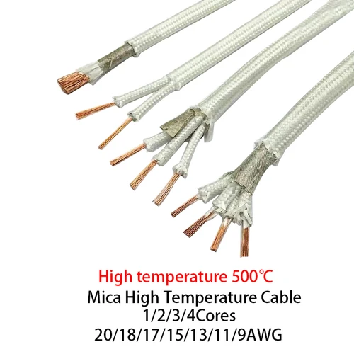Imagen 1 del producto Cable Mica Alta Temperatura Resistente 500 ℃ Cable calefactor electromagnético retardante de llama 20/18/17/15/13/11/9AWG 1/2/3/4 núcleos