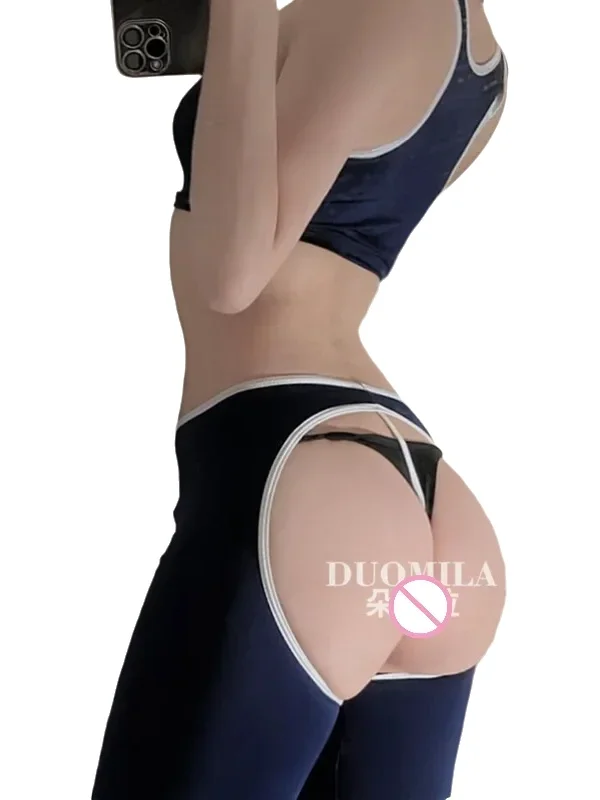 

Summer Fashion Women's Clothing Sports Style Slim Pants Tight Hollow Solid Simple Splicing Sexy Japanese Gymnastics Suit EVWY