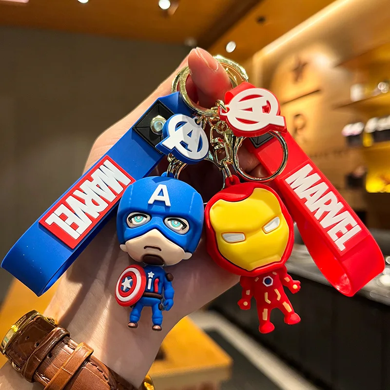 Cartoon Avengers Alliance Big Head Marvel Spider Man Iron Man Keychain Set Doll Pendant Bookbag Pendant