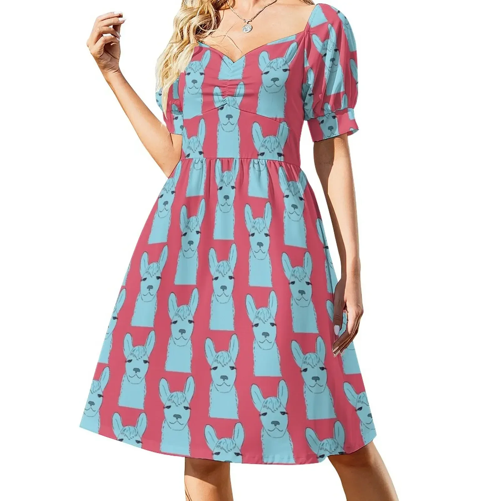 

llama boy Short-Sleeved Dress luxury woman party dress evening dress women beach dresses