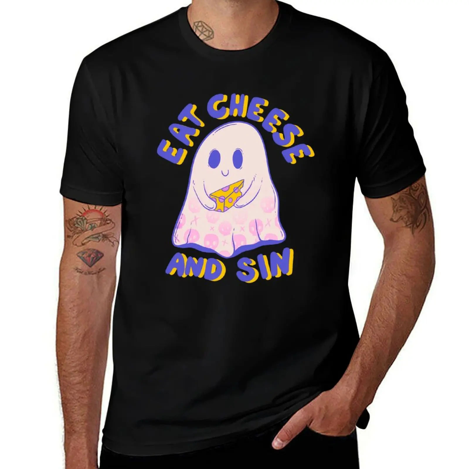 Eat Cheese and Sin - Indulge in Delicious Decadence T-Shirt Fashion Pattern Printed Tee Shirt