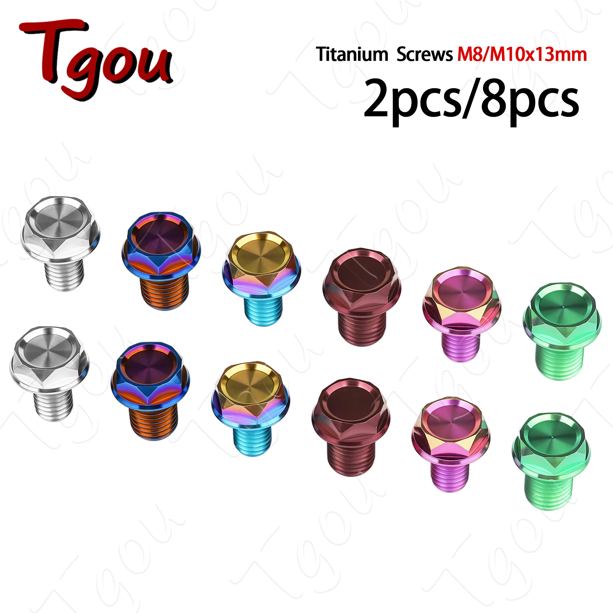 Tgou  Titanium Alloy Screw M8/M10x13mm Left Hand/Right Hand Thread 1.25mm Pitch Rearview Mirror Hole Plug Bolts 2pcs/8pcs