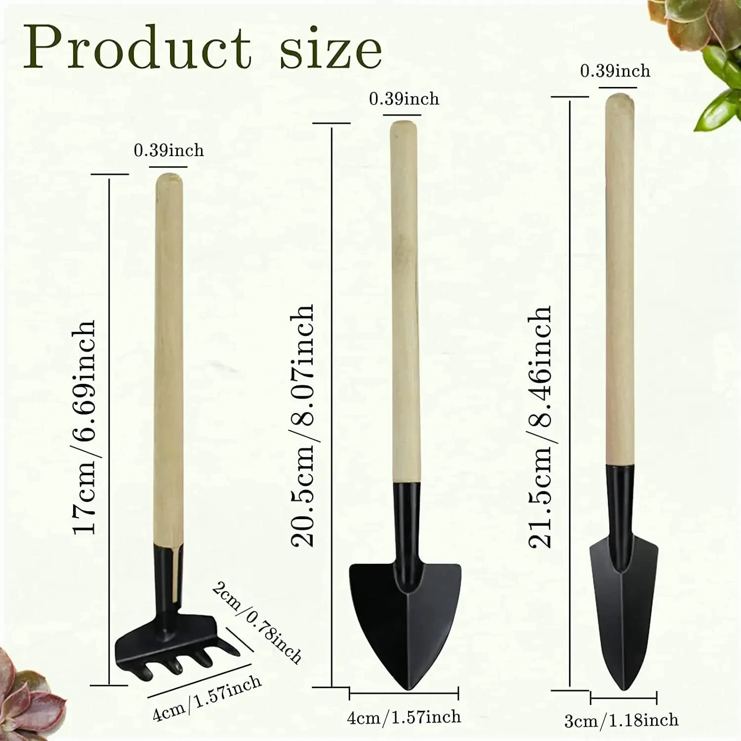 Outils de jardinage, ensemble de trois pièces, Mini outils de jardin, pelle multifonction, pelle de 