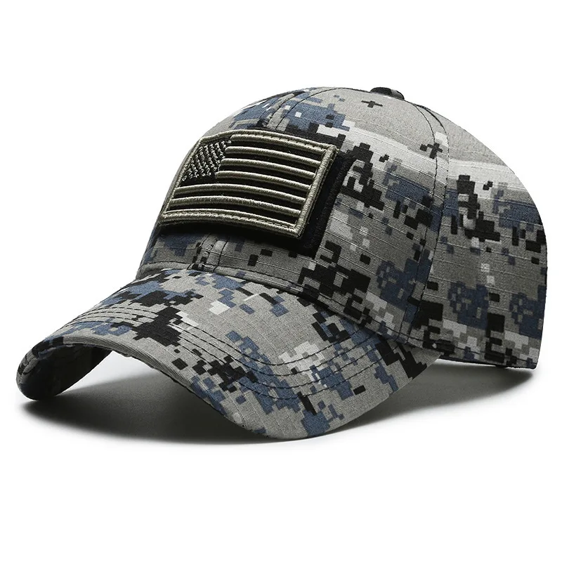 American Flag Camouflage Sticker Embroidered Baseball Cap Net Hat Men Outdoor Velcro Cap