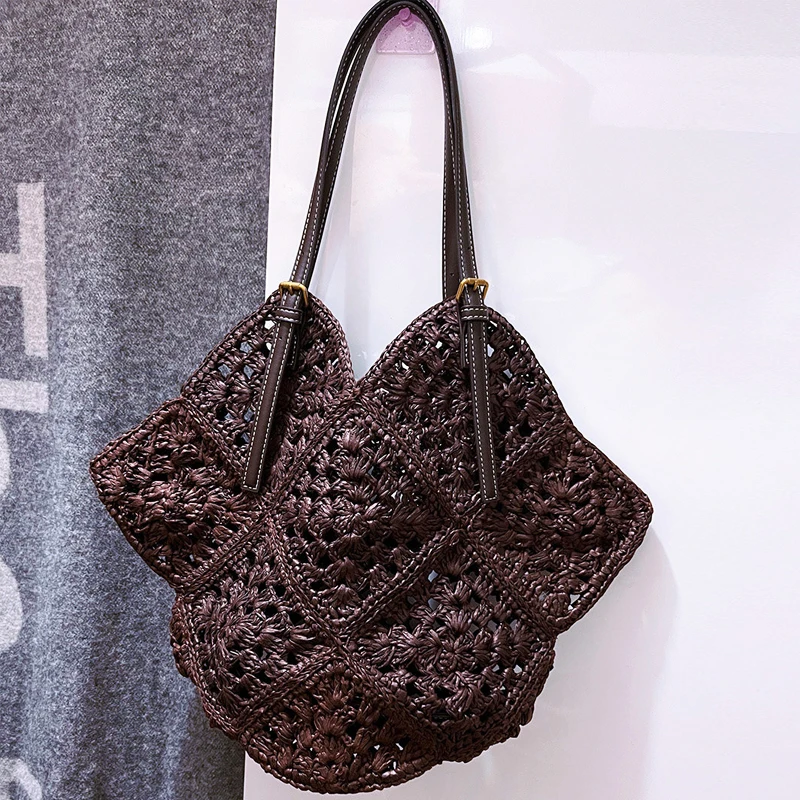 

Oversized Beach Straw Tote Bags For Women Luxury Designer Handbag Purses 2026 New In Grass Large Capacity Slim Underarm Shoulder