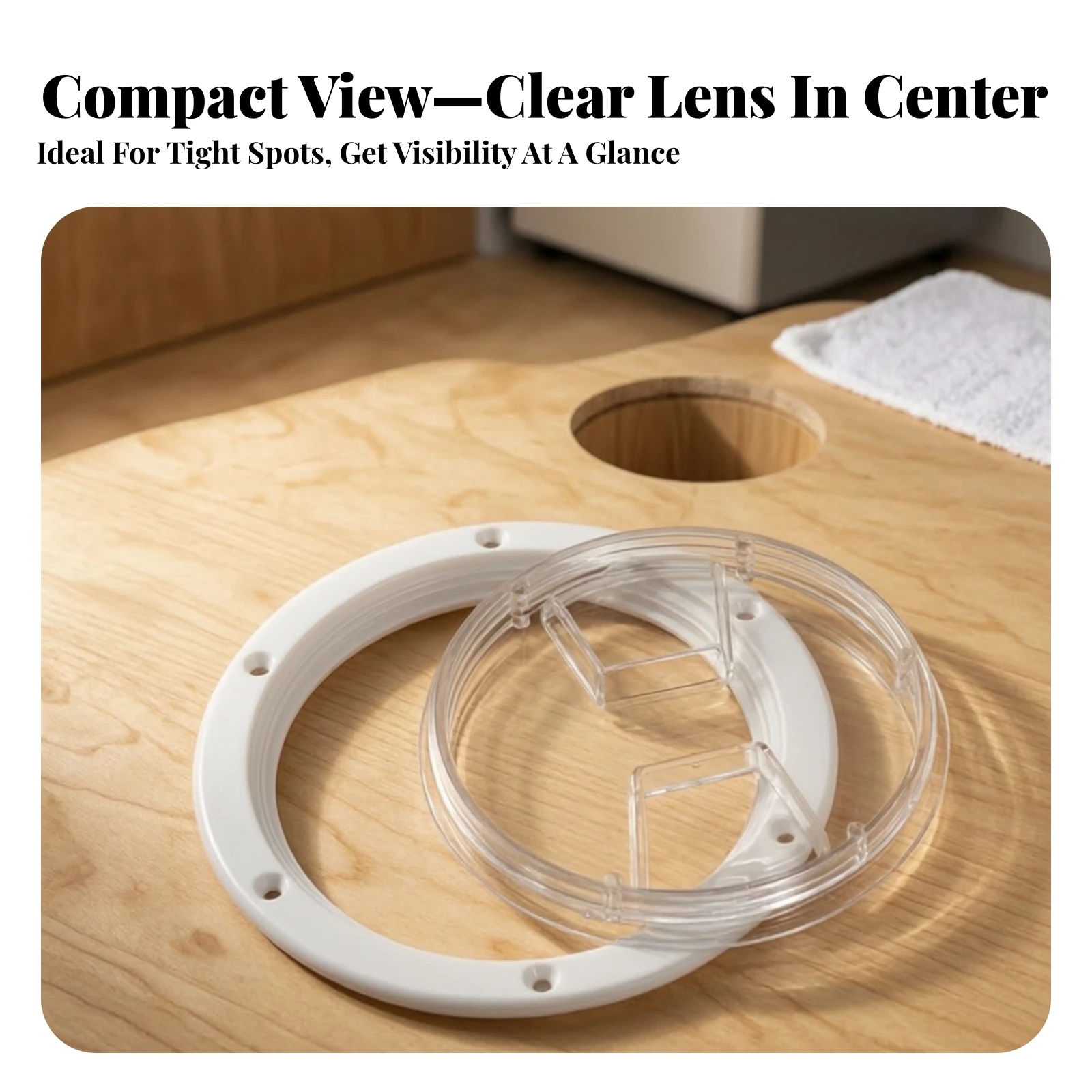 Deck Hatch Cover with Transparent Lid Reinforced Round Deck Plate Access Hatch Solid for Boat Owners, Boats, Yachts
