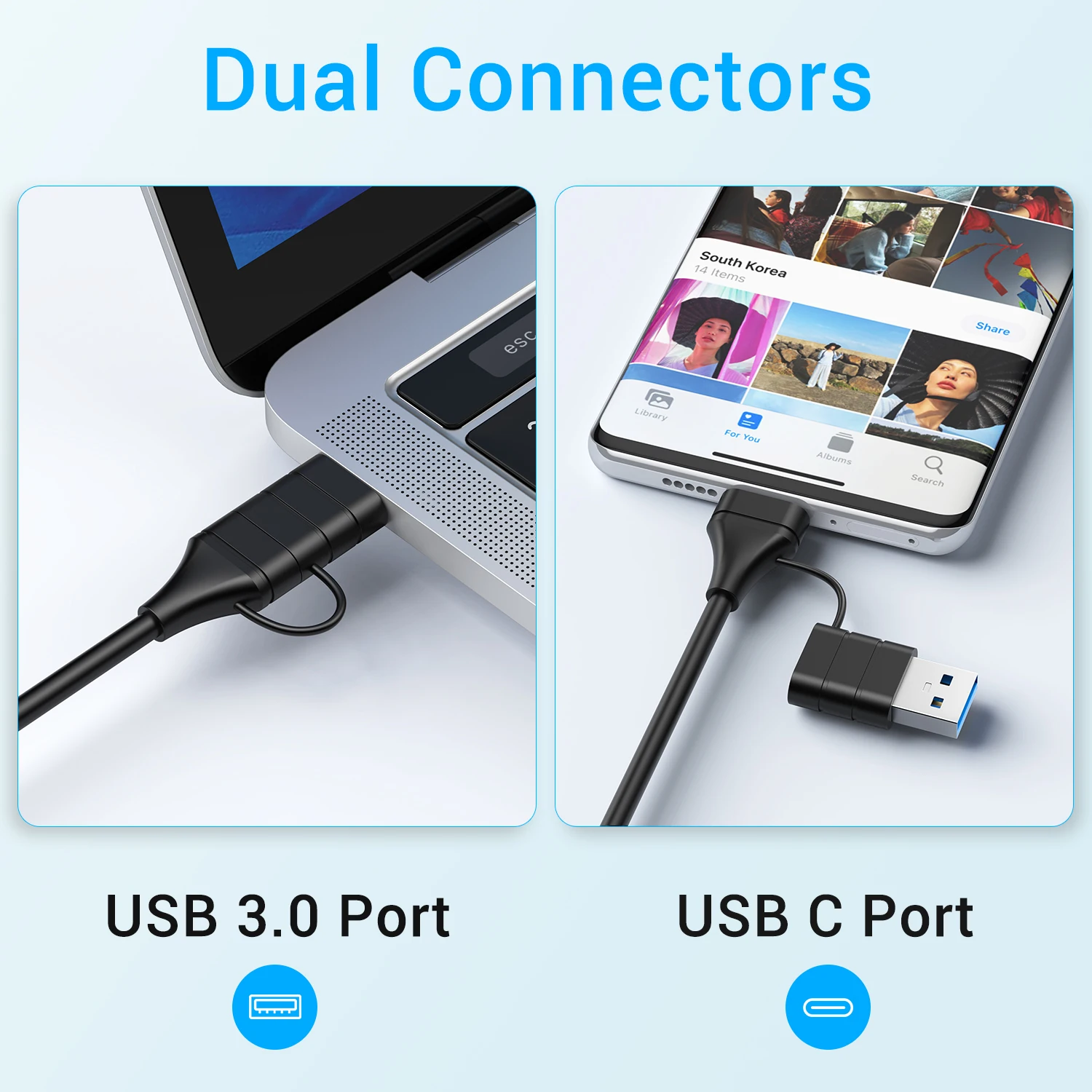 USB3.0 Hub Docking Station ABS USB-C Charging Stand with SD/TF Card Reader Adapter 5Gbps Speed for PC Use