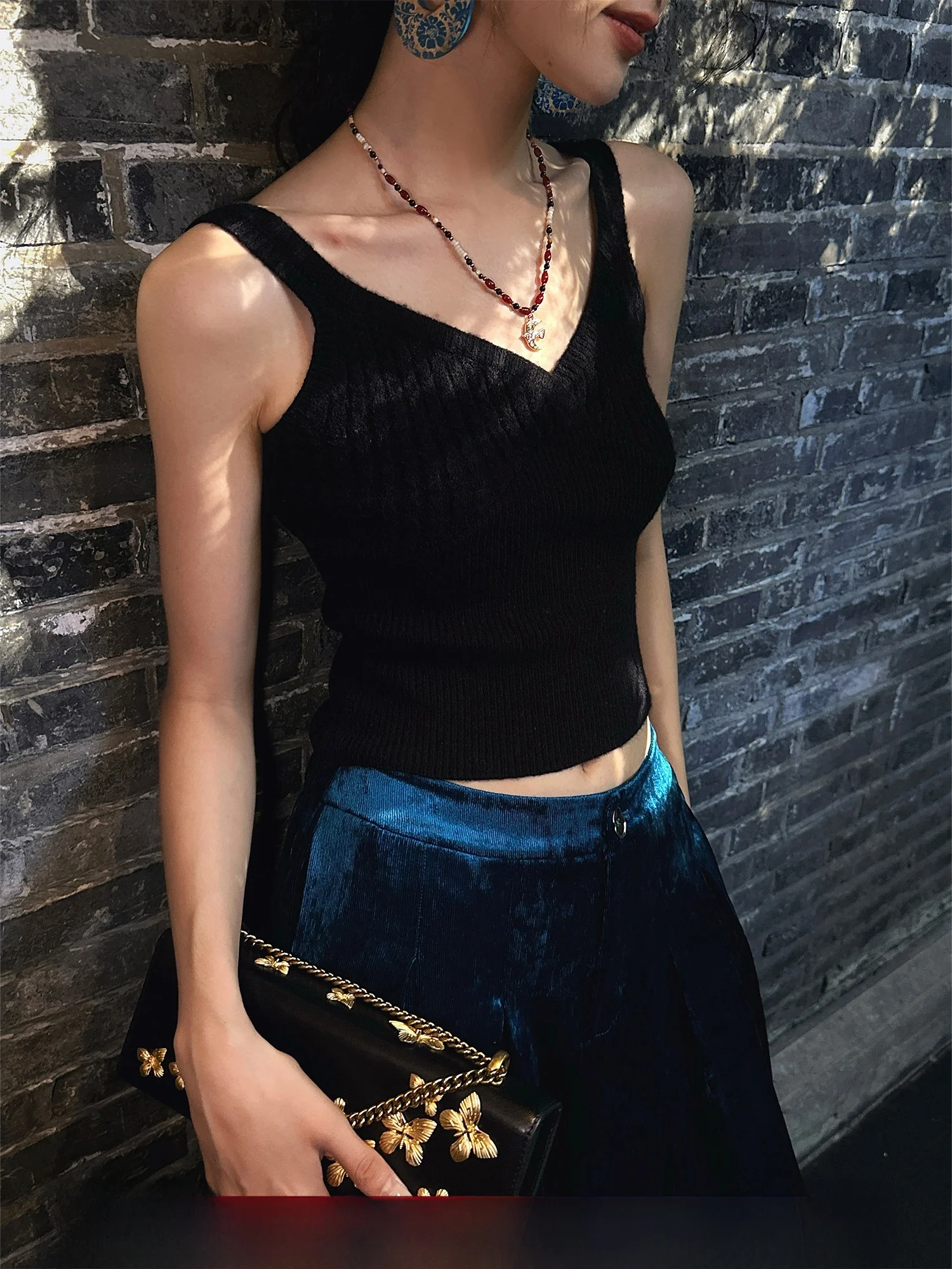 

Warm Trace Tee Ji Bla Flower Knitted Svel Vest Women's Outerwear Unique Design Summer 2025 k Sle Slim Fit