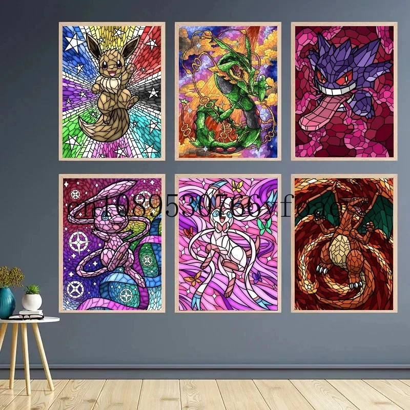 

Classic Anime Pokemon Canvas Painting Bulbasaur Charmander Eevee Poster Print Watercolor Wall Art Picture Home Decor Kids Gifts