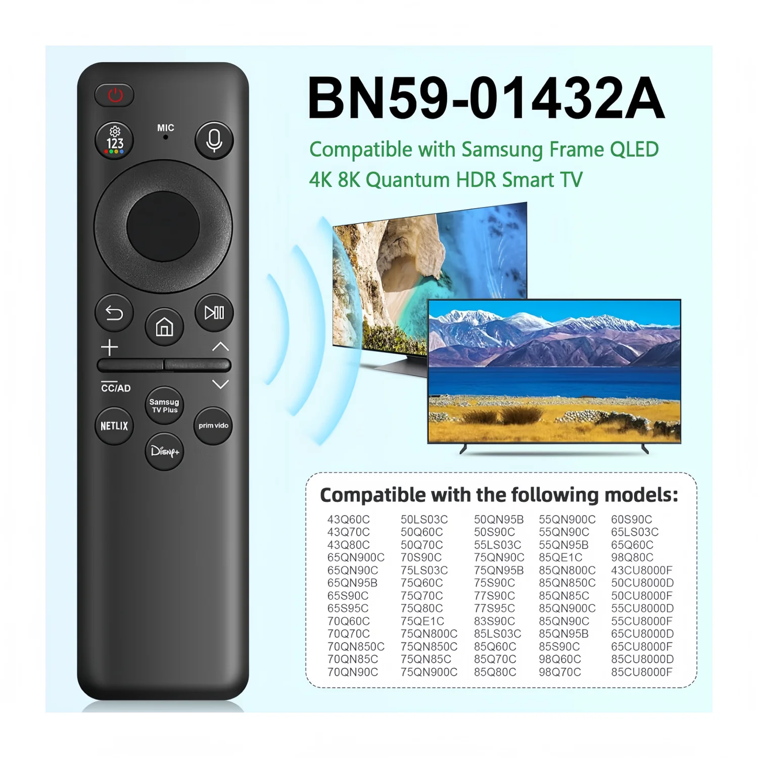 BN59-01432A صوت الخلايا الشمسية قابلة للشحن التحكم عن بعد ل 2023 سامسونج TV Neo QLED S90D الذكية 8K HDR الترا HD TVs VG-TM2360E