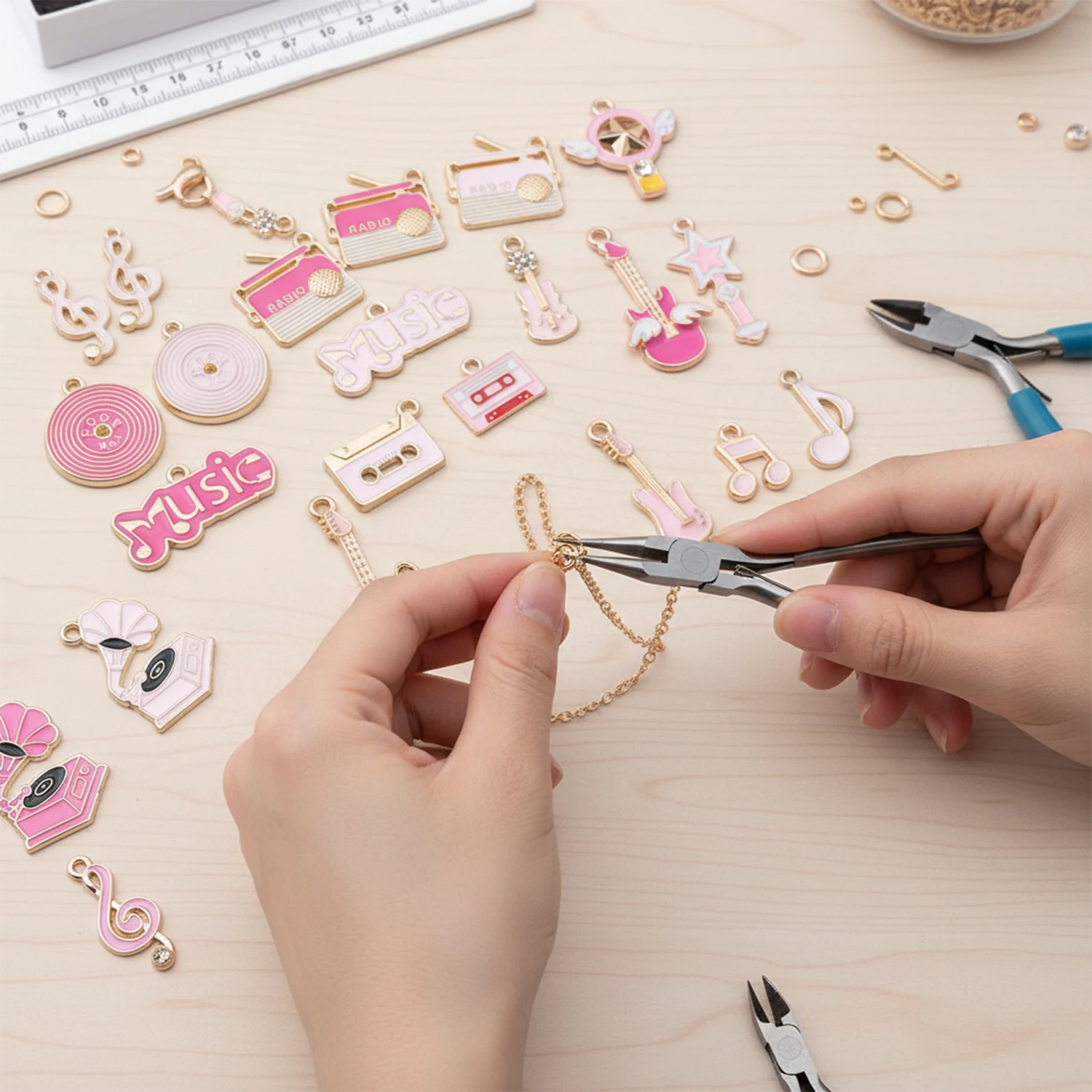 10/20pcs Alloy Drip Oil Music Series Charms Pendants, DIY Jewelry Making Earrings Necklace Keychain Accessories Supplies image 4