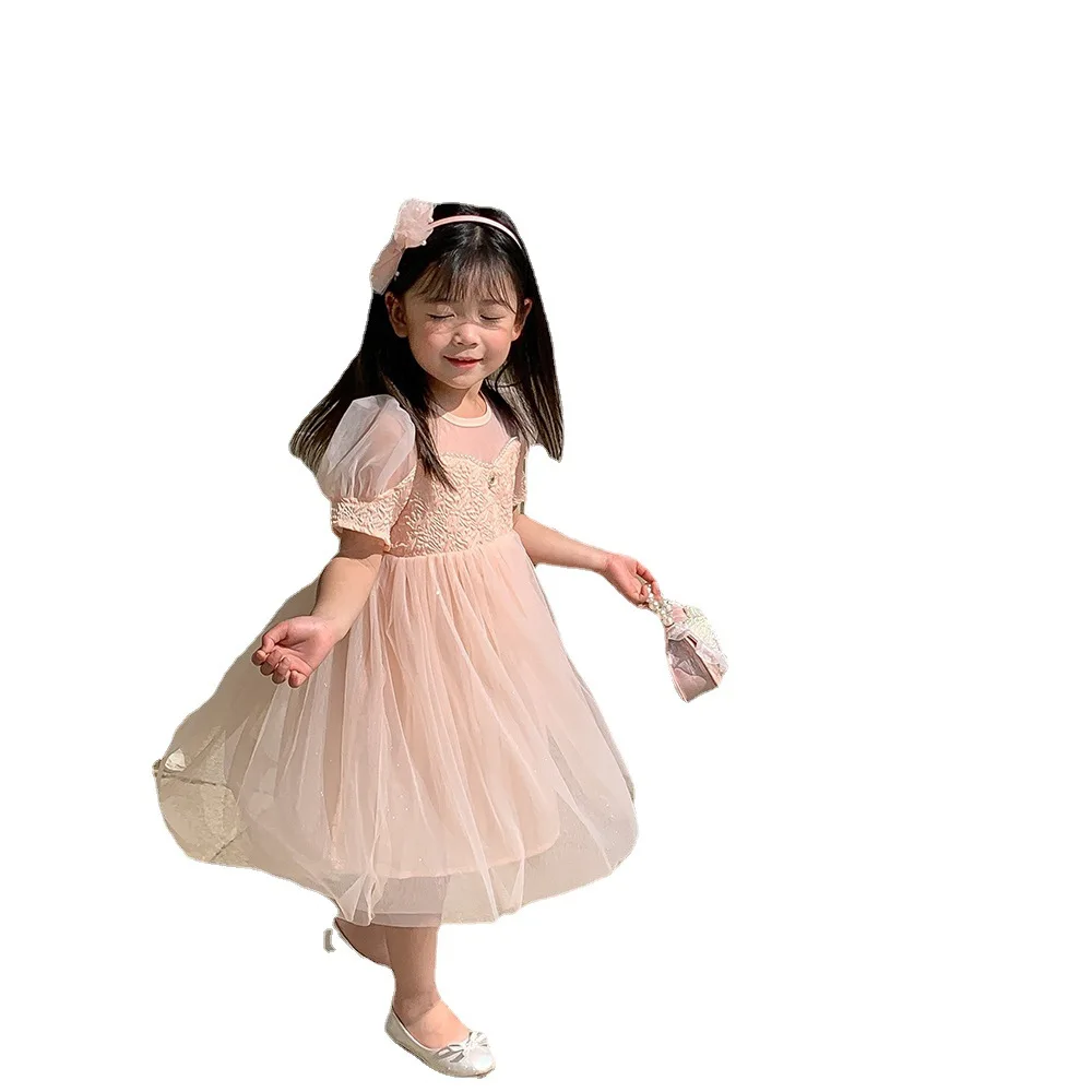 فستان أميرات منفوش للأطفال ، فستان بأكمام قصيرة للبنات ، خالدة للغاية ، خيوط عصرية ، صيف ، جديد ، 10000