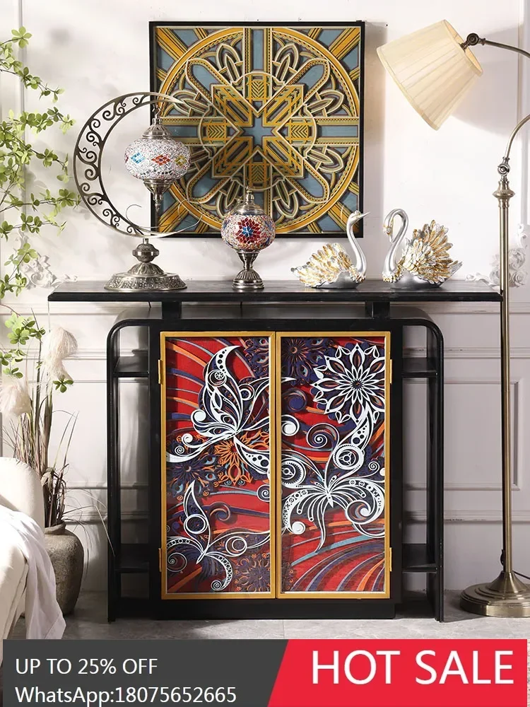 MJY ladder wood stacked carving entrance against the wall Enamel color Internet celebrity art creative entrance table