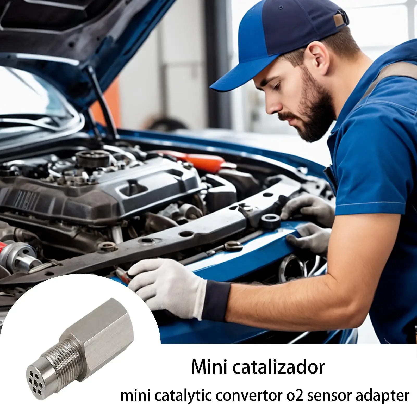 Catalytic Convertor Sensor Adapter 58mm Straight Engine Hardware M18X1.5 Thread Stainless Steel Catalytic Converter Parts For