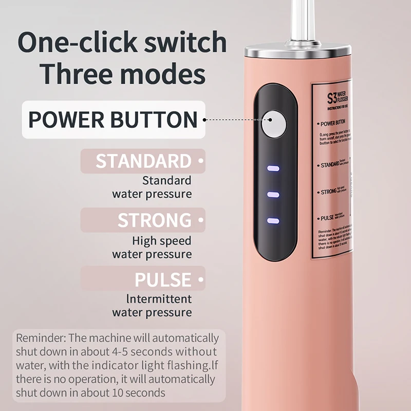 

Portable USB Rechargeable Water Flosser, 360° Rotating Jet Tip, Waterproof Dental Oral Irrigator for Adults Travel