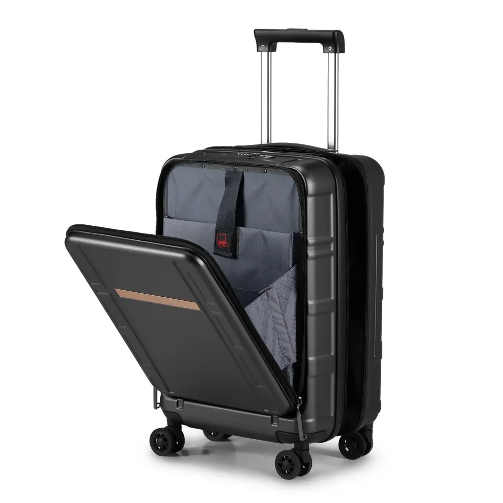 Carry on Luggage 22X14X 9 Airline Approved ABS+PC 20 Inch Luggage with Front Compartment Double Spinner Wheels TSA Lock