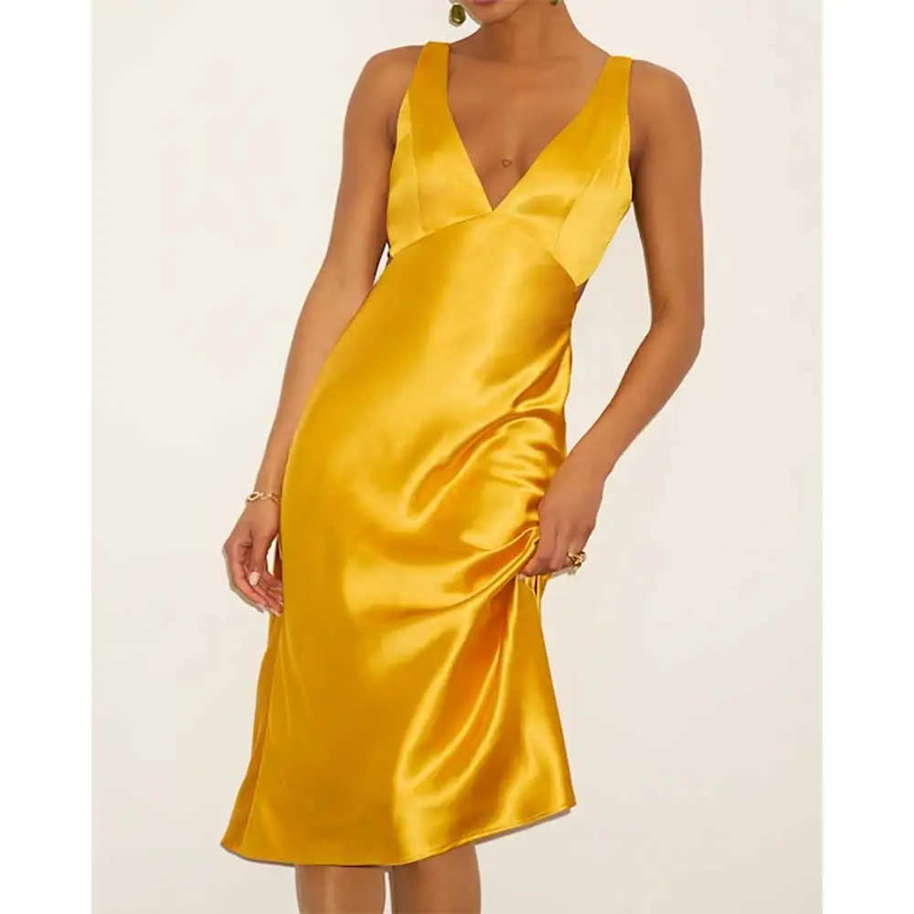 

V Neck Sleeveless Knee-Length Mermaid Backless Evening Dress for Women Prom Party Dress Bridesmaid's Dresses Cocktail Party Gown