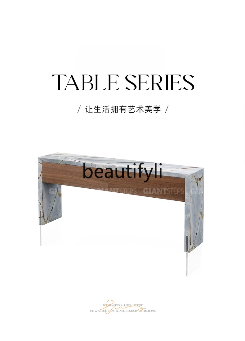Natural marble entrance table Italian minimalist entrance table decoration against the wall