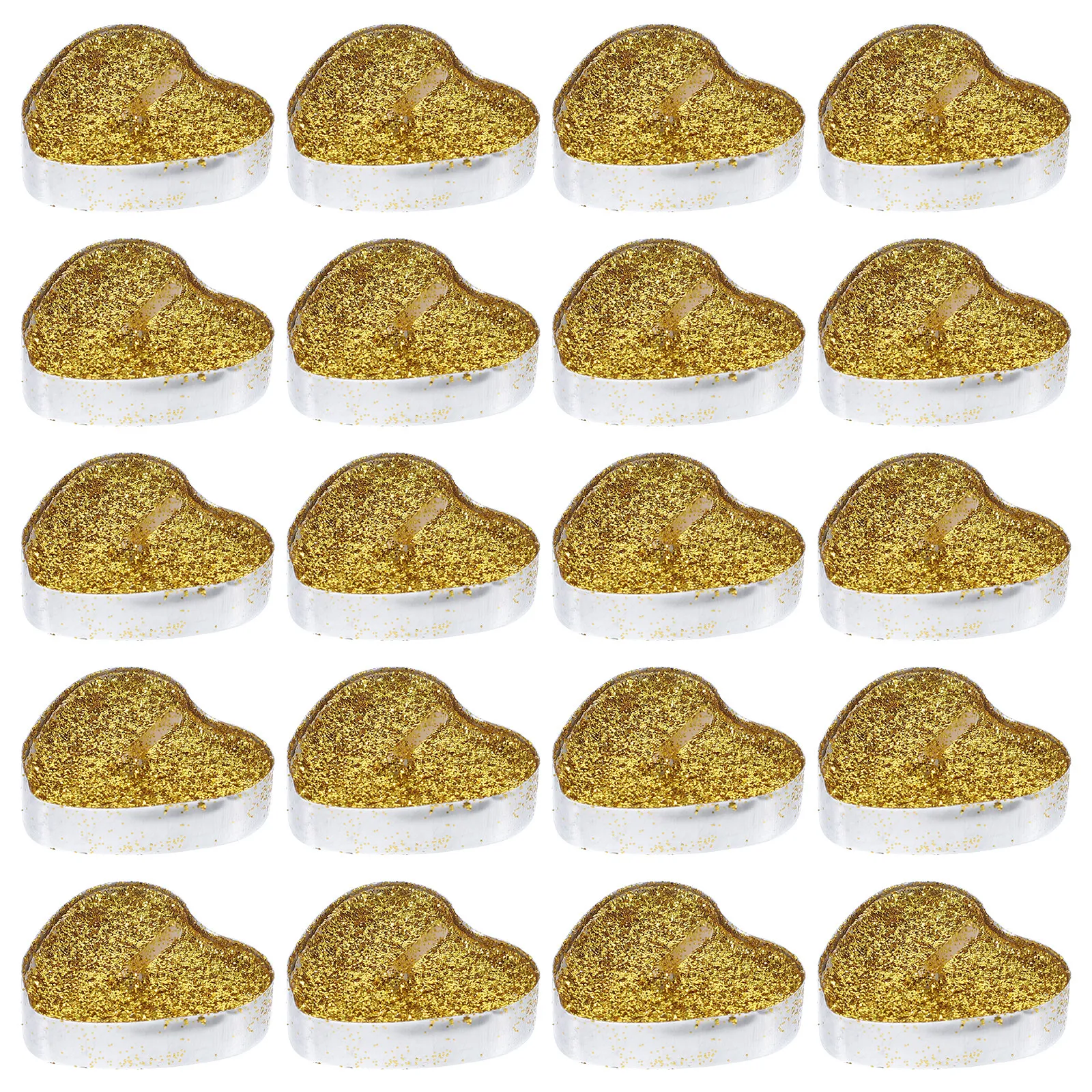 30Pcs Mini Heart Candles Smokeless Tealight Decor Long Burning Metal Holder for Party Wedding Anniversary Decoration