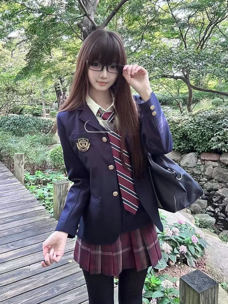 

Original JK Uniform School Uniform Inspired Light Blue Suit Cardigan Outerwear Women's Autumn Winter Style Layered Inner Shir...