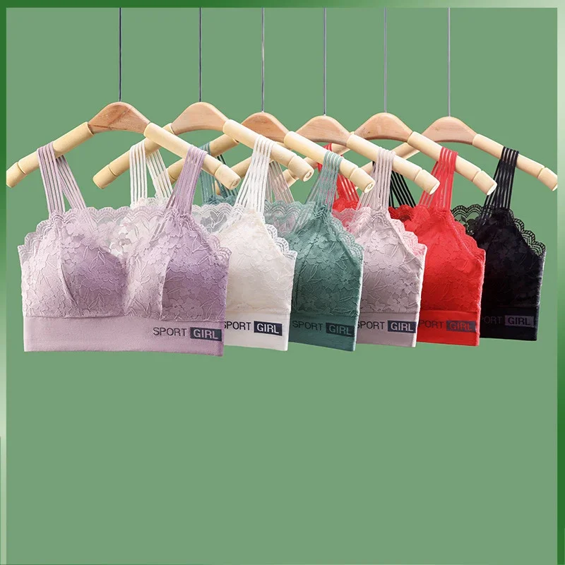 Sexy Lace Seamless Large Size Women\'s Sports Bra Comfortable Breathable Beauty Back Vest Sleep Gathered Wrapped Chest Tube Top