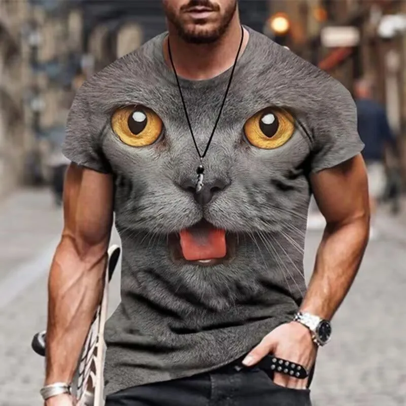 Summer New Handsome Animal Giraffe Cute Dog Trend 3d Digital Print Casual Men\'S T-Shirt Personality Creative Short Sleeve Shirt