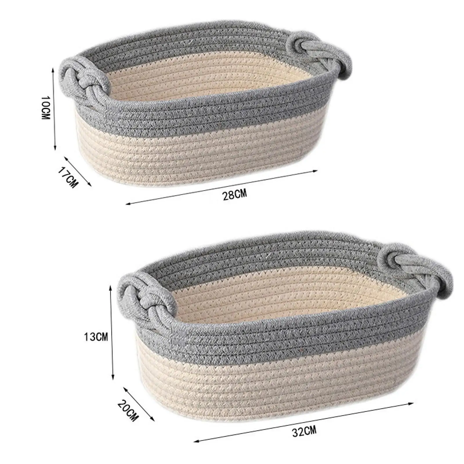 Mir de Rangement en Corde de Coton, Bac pour Cosmétiques, Télécommandes et Clés