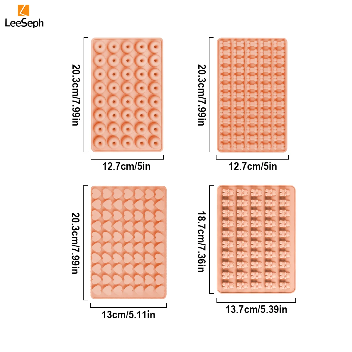 Leeseph Silicone Candy Mold, Premium Silicone Trays with Cute Shapes, Perfect for Homemade Gummies, Chocolates, Ideal for Kids