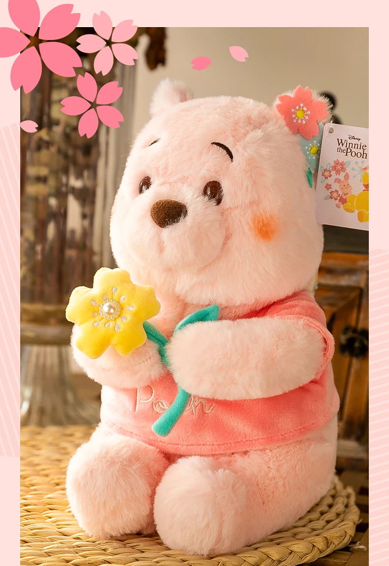 Disney Pink Sakura Winnie Bear Homdecor Stuffed Dolls Cartoon Animals Plush Toys Cute Perfumed Plush Bear Dolls