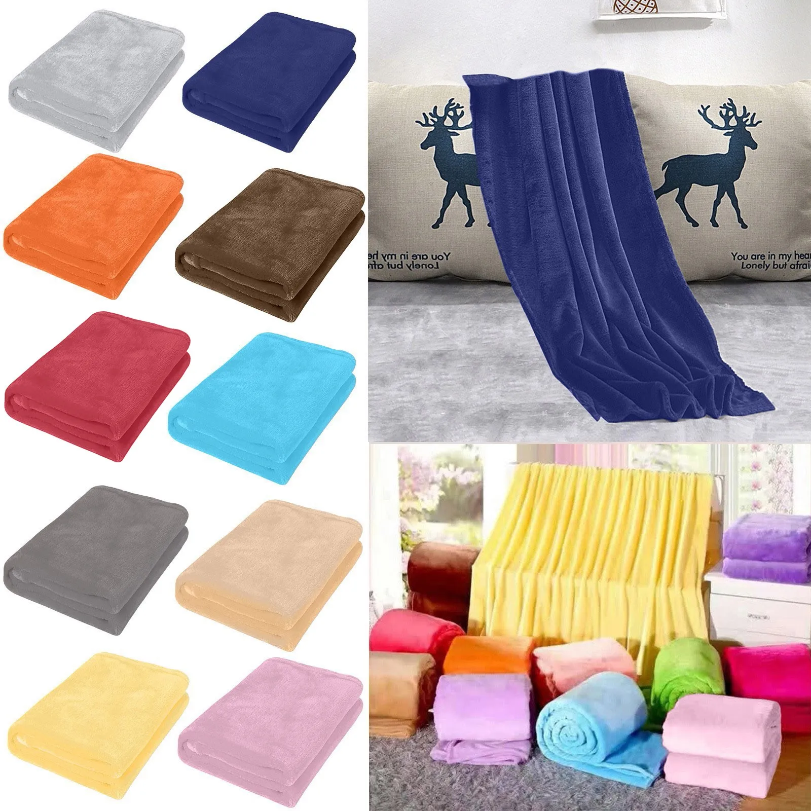 Soft Throw Blanket Extra Warm Fuzzy Bed Plush Blanket Lightweight Microfiber Couch Sofa Blankets Winter Solid Color Blanket