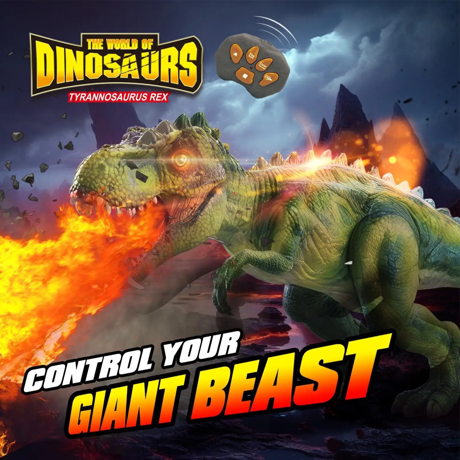 Dinosaurio Robot de Control remoto dinosaurio que camina Animal con luces y pulverización para viajes en el patio trasero interior jardín de infantes cumpleaños