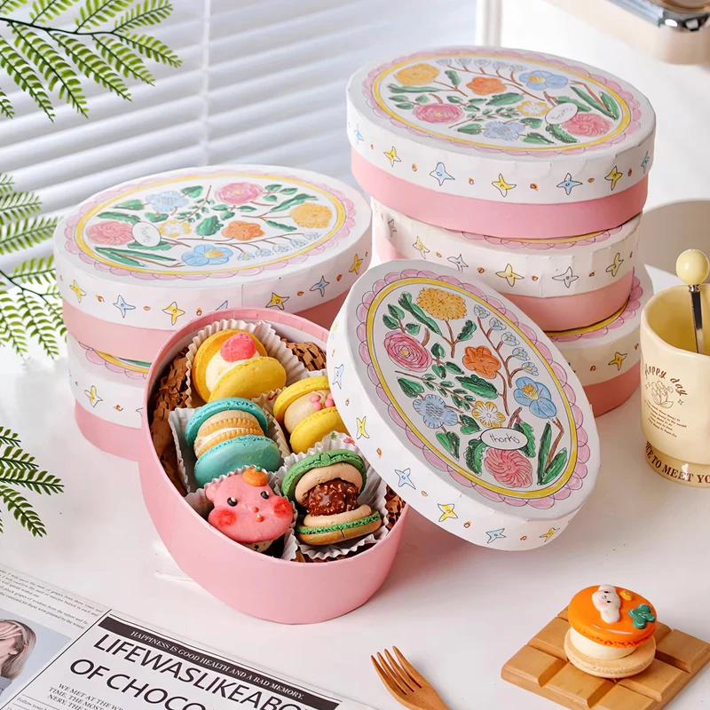 5pcs-hand-drawn-romantic-flower-patterns-paper-box-for-cookie-biscuits-snowflake-cookies-macarons-candy-packaging-ox