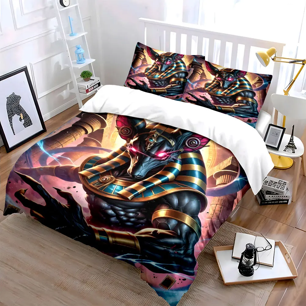 Mysterious Egyptian Guardian Print Soft Comfortable Duvet Cover Bedding Set Included 1*Duvet Cover 2*Pillowcases Luxury gifts