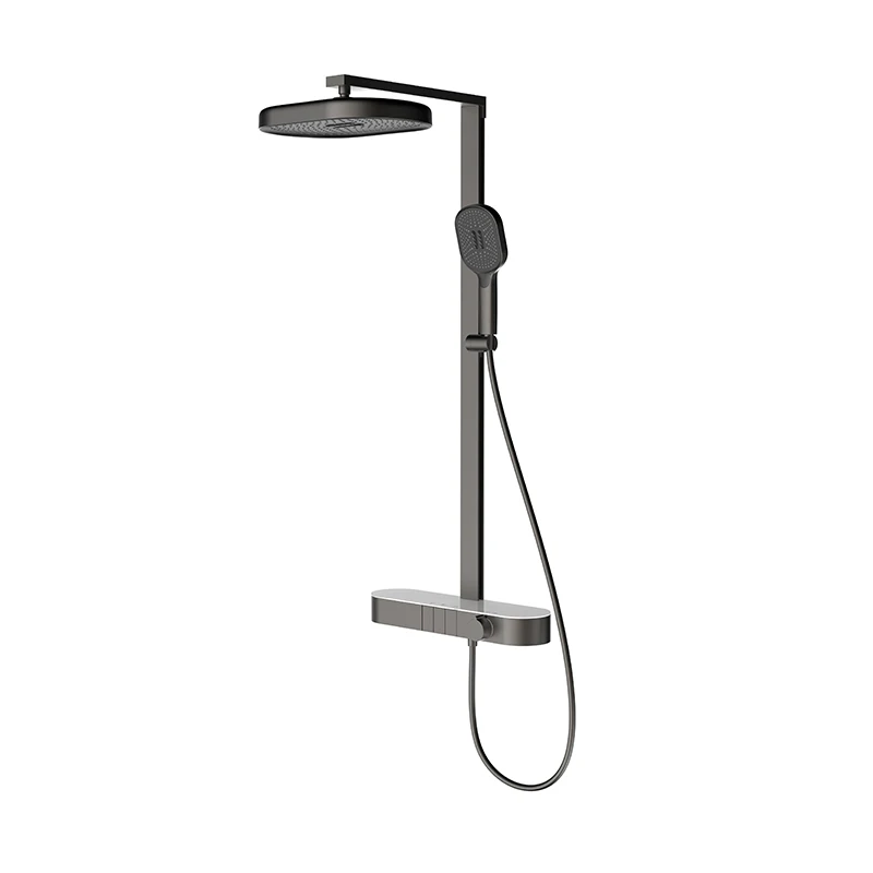 Homeshow Oil Rubbed Chrome 304 Stainless Steel Single Handle Thermostatic Ceramic Diverter Widespread Shower Set Slide Bar High