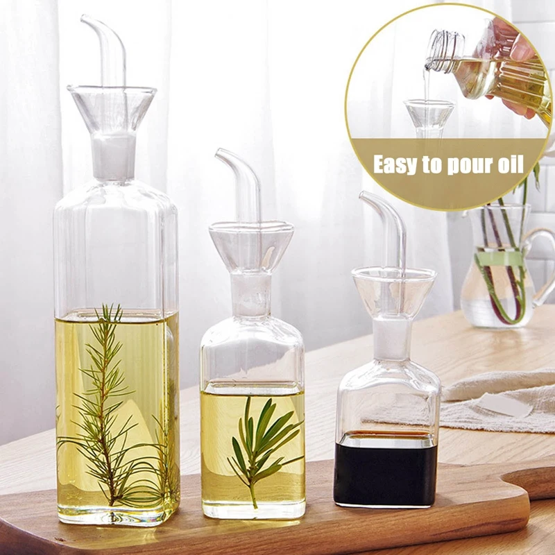 Household Glass Oil Bottle Set Leakproof Liquid Controllable Kitchen Cooking Vinegar Soy Sauce Container Bottles 125 250 500ml