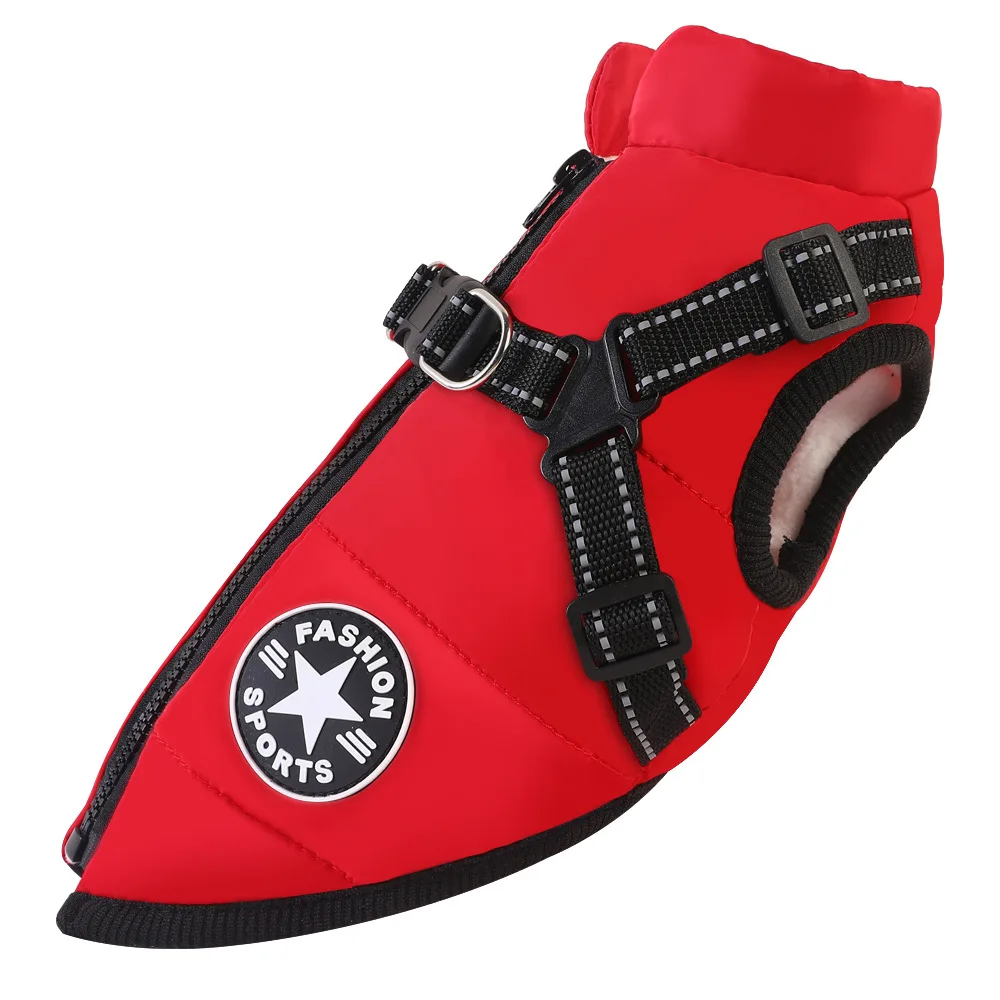 Waterdichte warme hondenjas vest winter hondenkleding met harnas Franse Bulldog jas huisdierkostuum voor kleine en grote honden Chihuahua