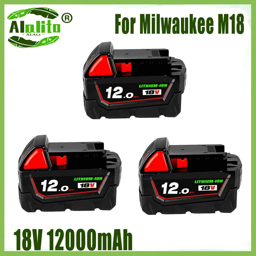 

18V For Milwaukee M18 Battery M18B6 XC 12Ah Li-Ion 48-11-1860 48-11-1852 Or Charger 48-11-1850 48-11-1840 Cordless Power Tools