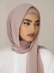 Écharpe en mousseline de soie assortie pour femme, sous-écharpe, châles, écharpe de tête, enveloppements de sauna, hijab, ensemble de 2 pièces