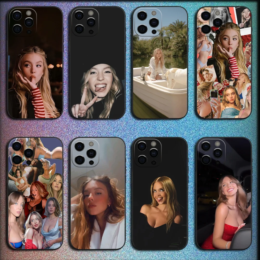 

Actress S-Sydney Sweeney Phone Case For iPhone 16,15,14,13,12,11,Pro,X,XS,Max,XR,Plus,Mini Soft Black Cover