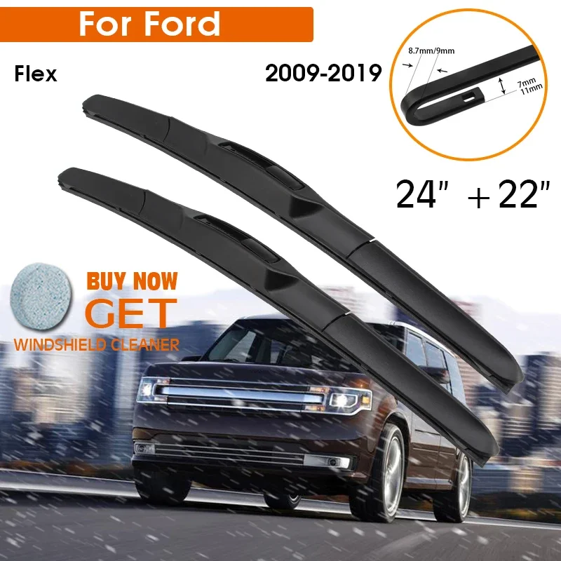 

Щетки стеклоочистителя для Ford Flex 2009-2019, резиновые силиконовые сменные, для лобового стекла, 24+22 дюйма, LHD/RHD, автоаксессуары