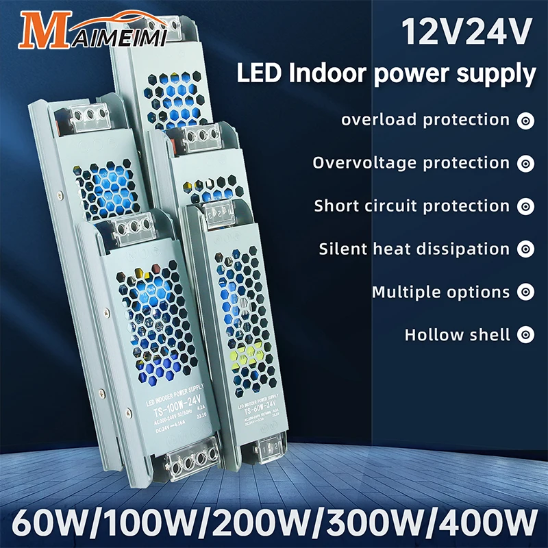 Schalt netzteil Licht transformator 60W 200W 300W 400W W DC 12V 24V Netzteilquellen-Adapter für