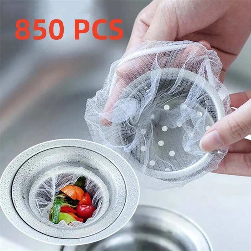 850pcs Kitchen Drain Residue Filter Garbage Bag Anti-Clogging Water Bag Sink Garbage Filter Mesh Pots Sewer Vegetables Strainers