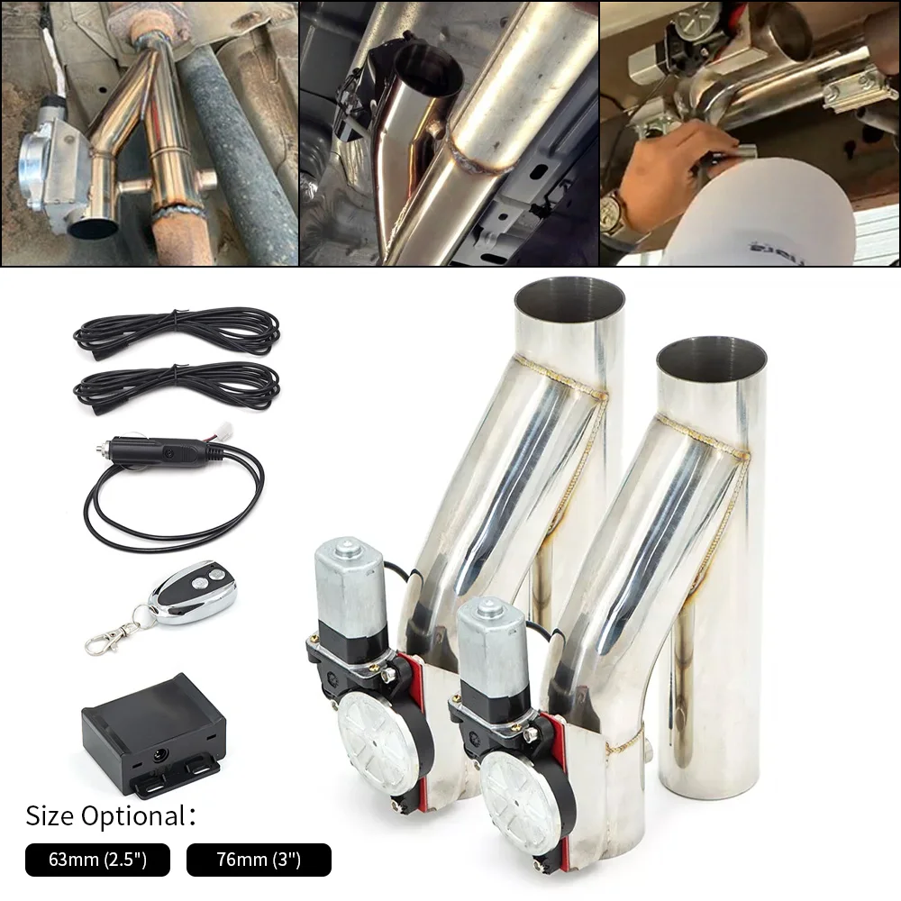 2.5'' 3'' Double Electric Exhaust Control Valve Exhaust pipe Electric Y pipe Cut Out Valve Exhaust Pipe with Remote Control