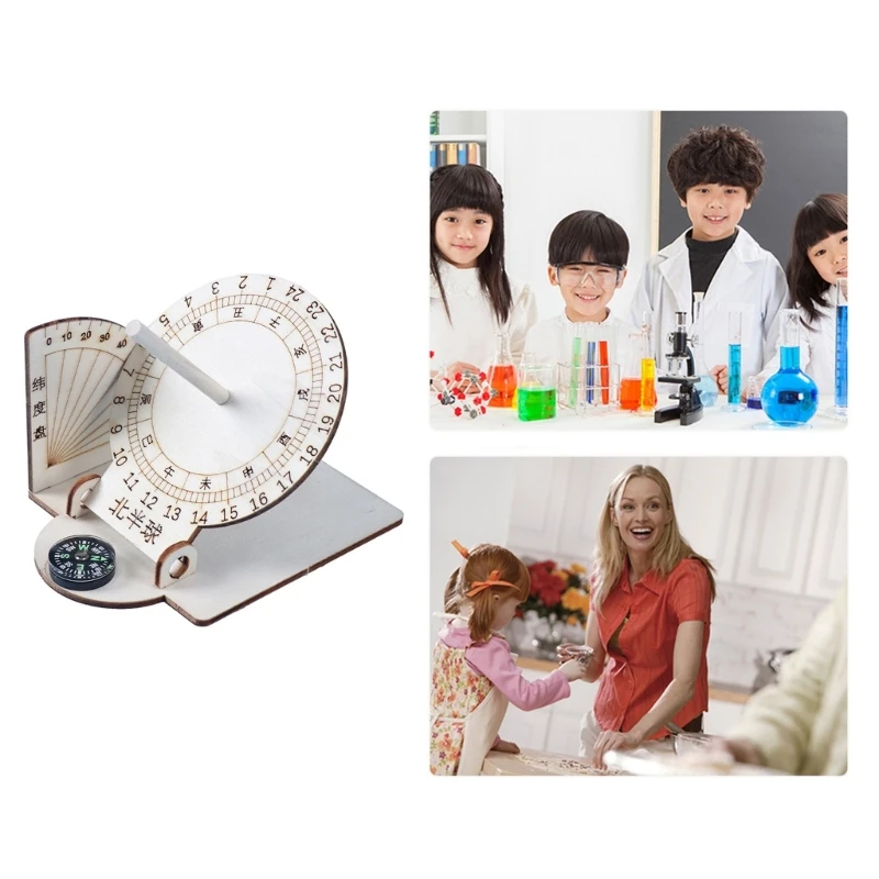 Деревянные модели с солнечным циферблатом, настольные украшения с солнечным циферблатом, часы с солнечным циферблатом, научные модели для любителей географии и науки