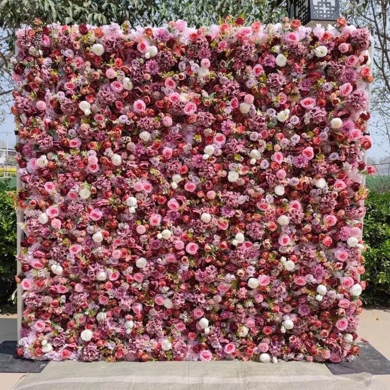 

High quality silk wedding event flower 5D/8D artificial rose wall wedding home party decoration stage background