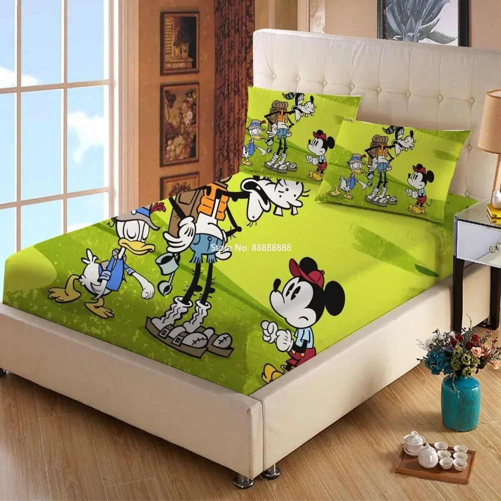 Disney Mickey Mouse Anime Mattress Cover Fitted Sheet Bed Sheets Bed Linen for Child Kids Teen Bedspread Bedroom Decor