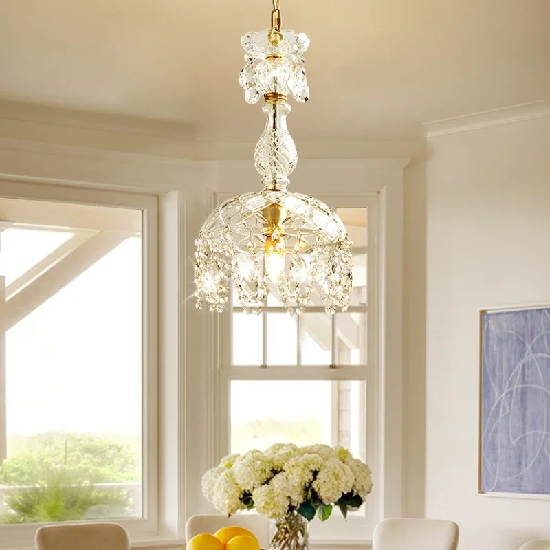 

French Crystal LED Luxury Chandelier Home Chandelier Porch Living Room Bedroom Study Corridor Bedside Decoration Chandelier